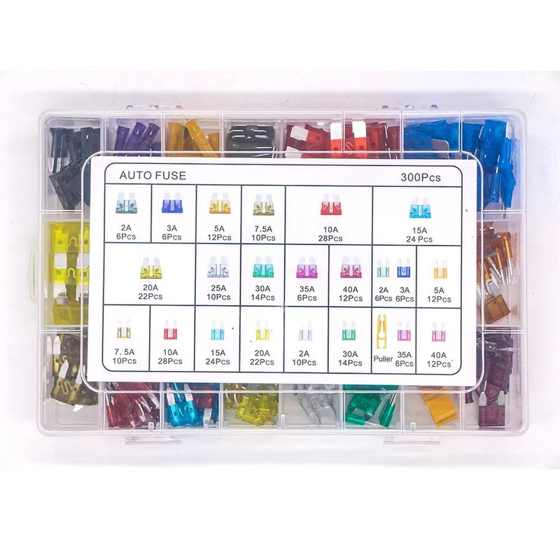 Free shipping- 300x Standard Blade Auto Car Assorted Fuse Assortment Kits Sets 2A-35A With Box