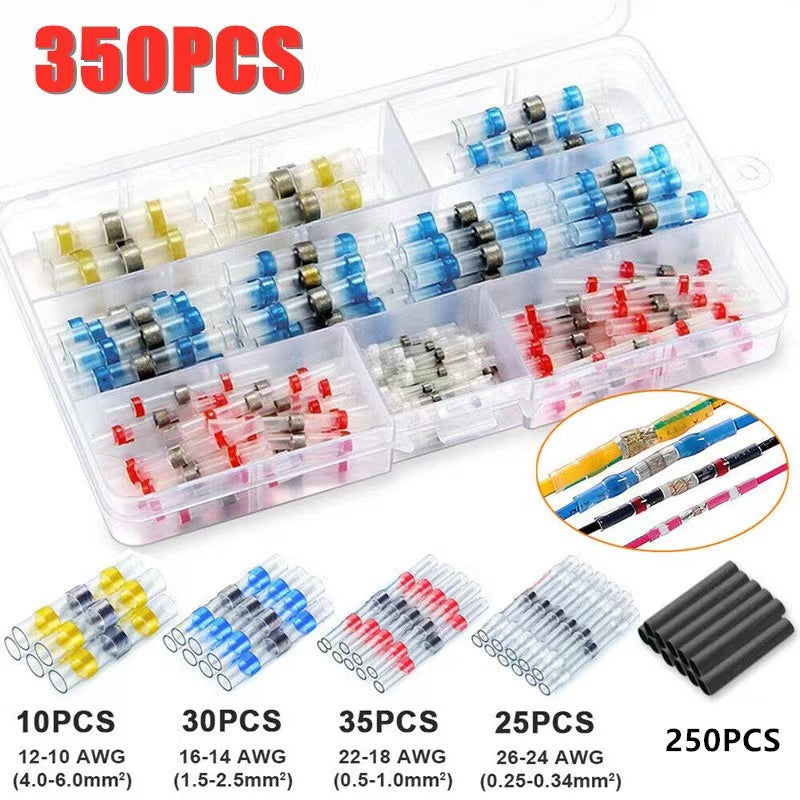 Free shipping- 350PCS Heat Shrink Solder Wire Connectors Sleeve Seal Cable Crimps Terminals Kit