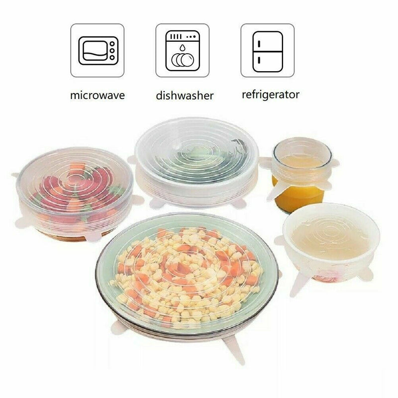 Free shipping- 6pcs Stretch Reusable Silicone Food Cover