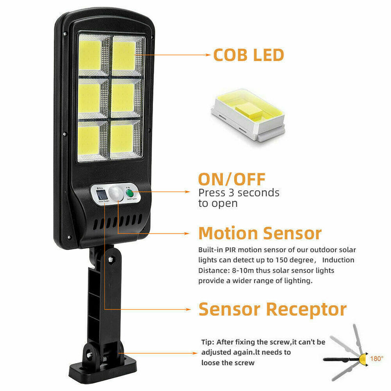 108COB Solar Flood Light Motion Sensor Security Wall Yard Street Outdoor Lamp with Remote Control